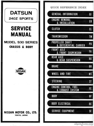 1976 DATSUN 280Z FACTORY SERVICE MANUAL & PARTS CATALOG 