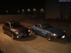 My 260z and Rich's Mazda 3s