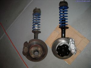 Front suspension before and after.