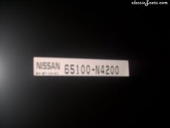 Hood part number sticker