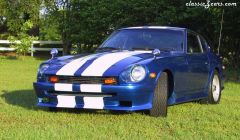 New Blue with white racing stripes