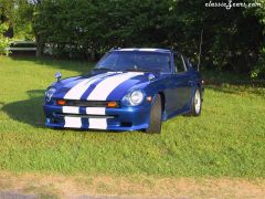 New Blue with white racing stripes