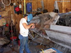 Mike welding up some rust holes we cut out!