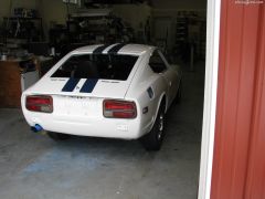 White with Blue stripes 240z