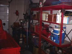 Compressor, drill press, parts washer, storage racks etc.