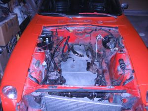 Engine bay before cleanup
