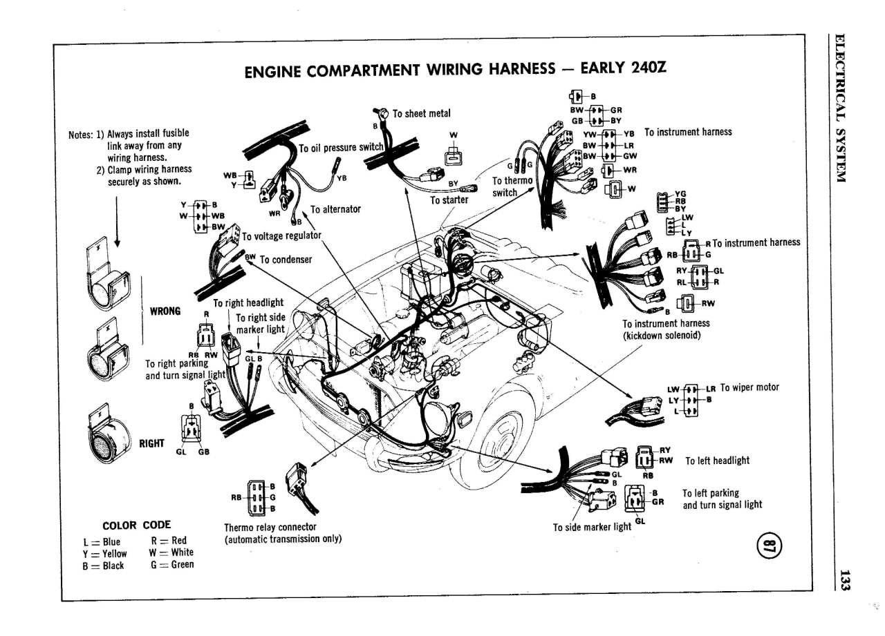 240Z Serie I Color Wiring Diagram - Page 2 - Electrical - The Classic