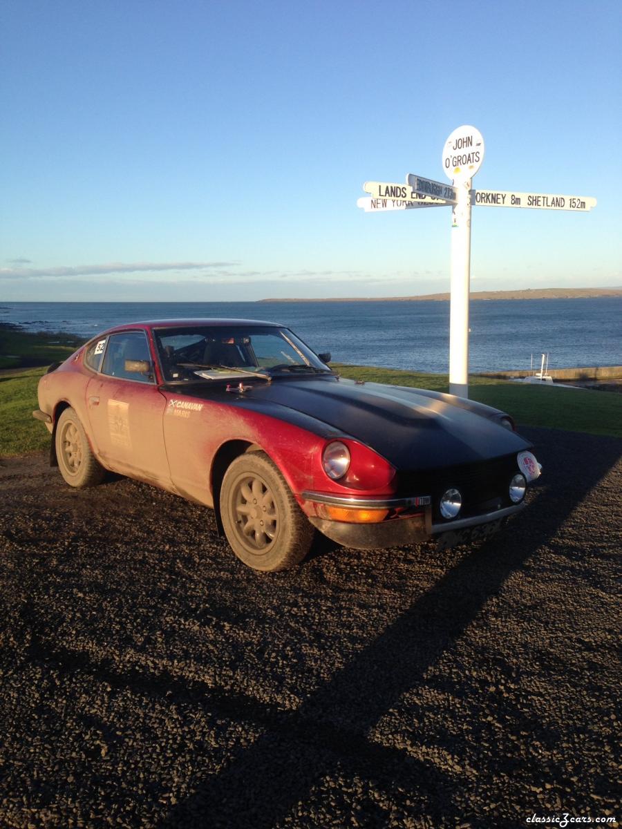 At John O'Groats after completing the Land's End to John O'Groats rally in December