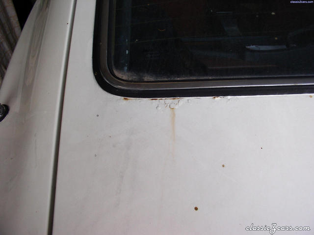 peeking rust on back window