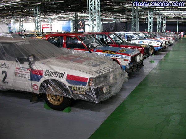 Rally cars in storage