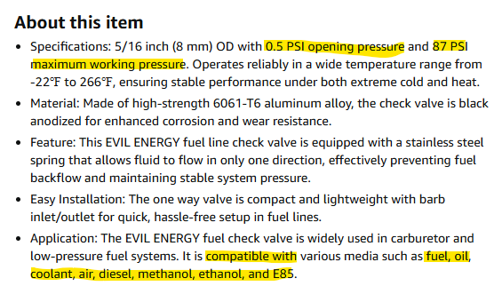 Fuel Pump Check Valve