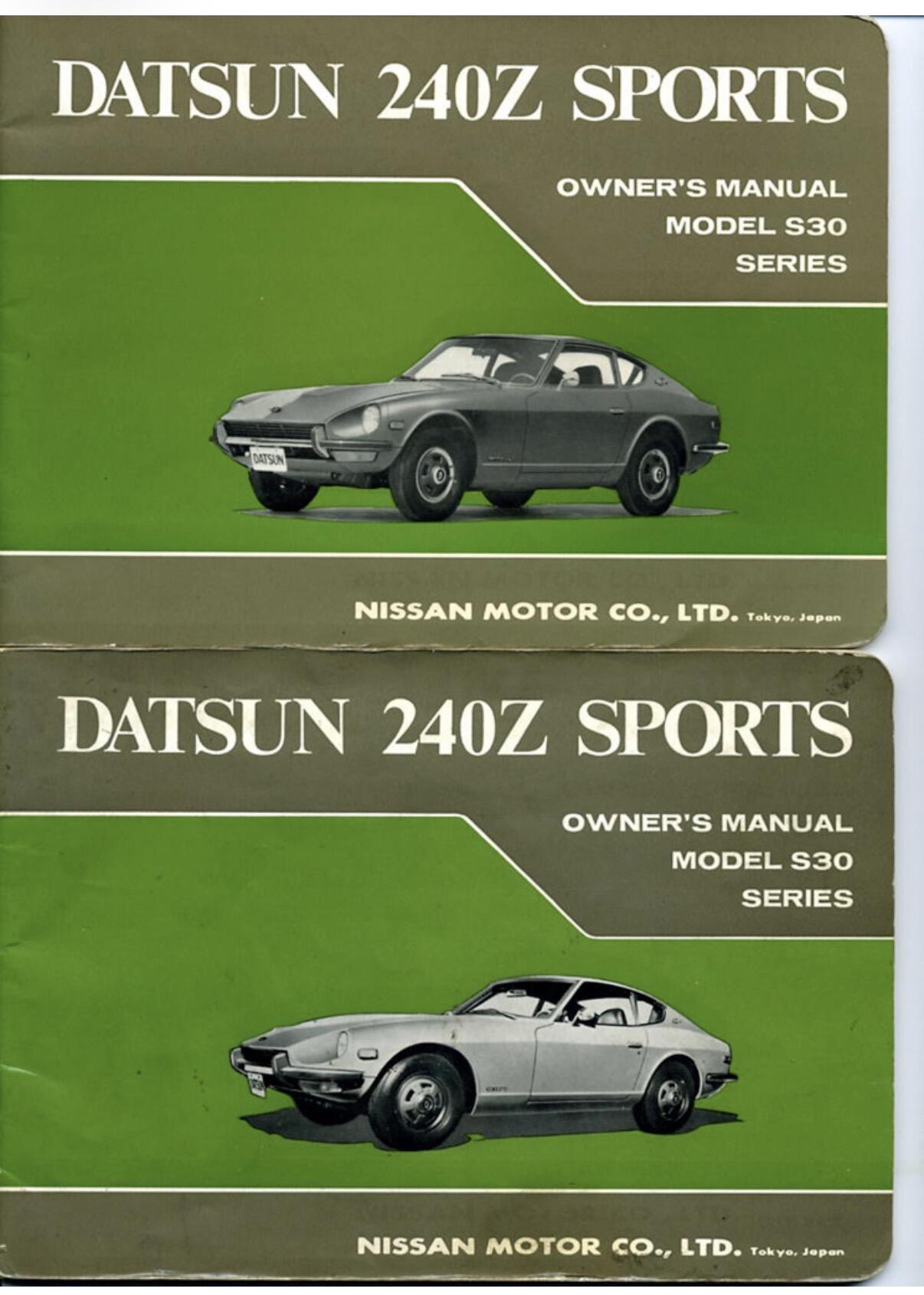Original 1969 Datsun 240Z Owner’s Manual